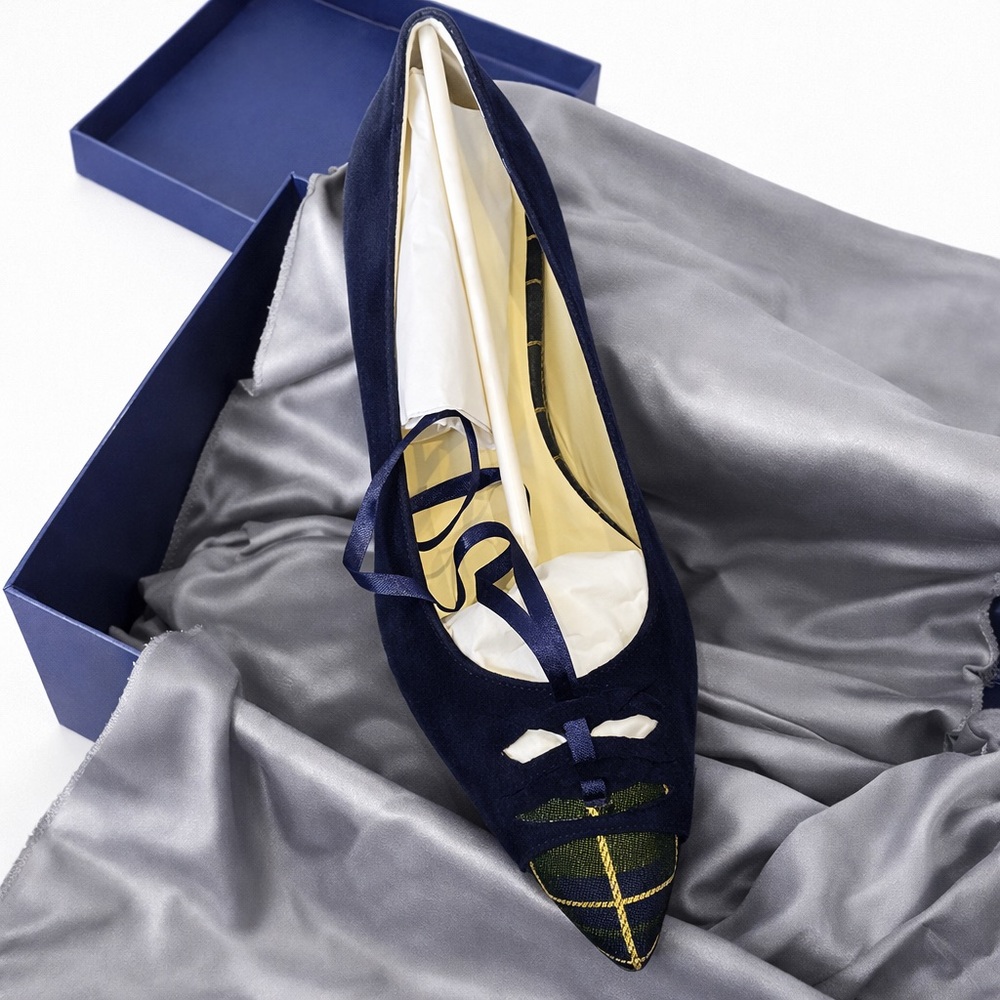 Sarah Flint Navy Suede Flats